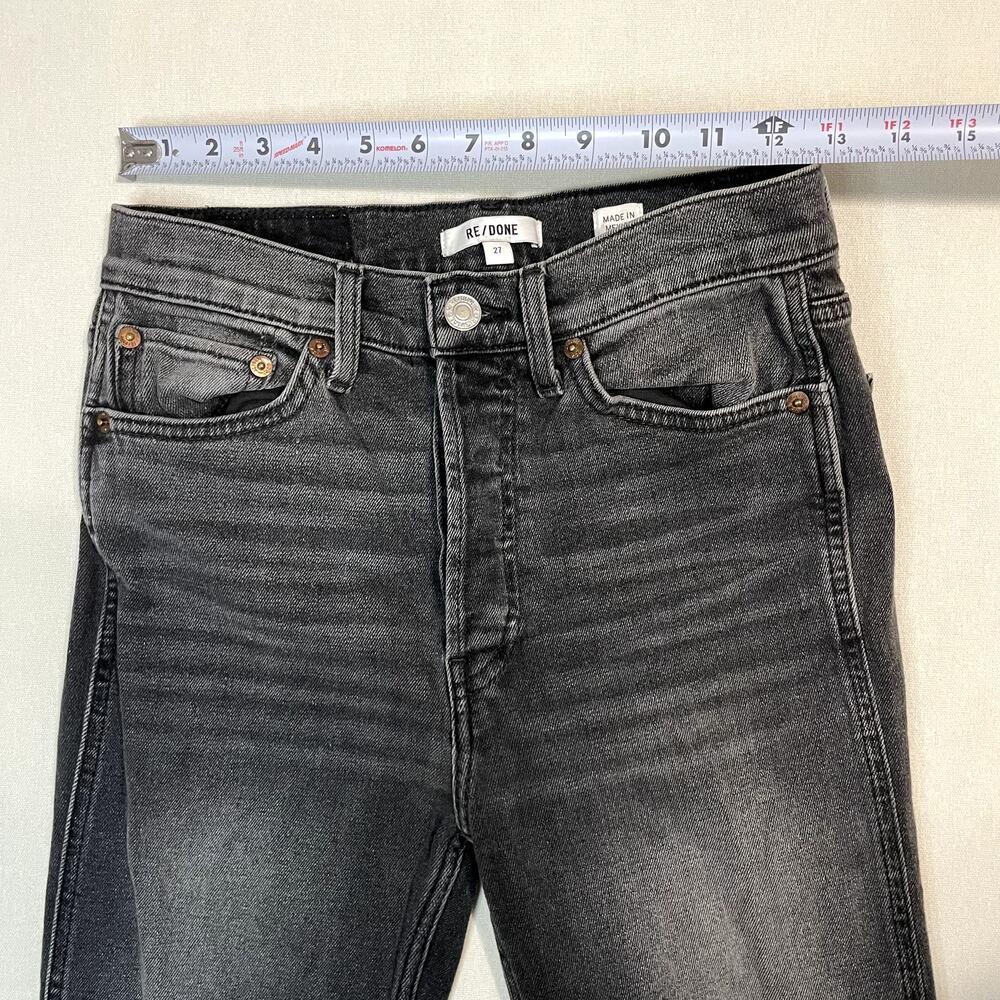 RE/DONE Raw Hem Straight Leg High Rise Dark Jeans - Size 27 - Picture 8 of 10